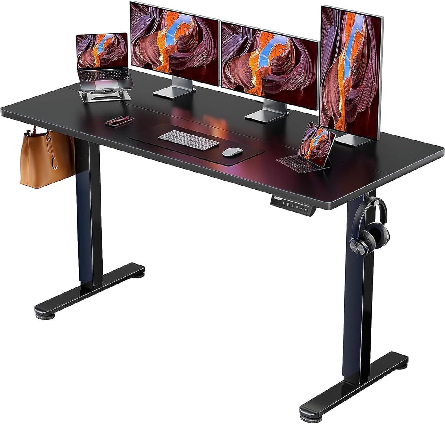 ErGear Height Adjustable Electric Standing Desk, 40 x 24 Inches Sit Stand up Desk, Memory Computer Home Office Desk (Light Vintage Brown)