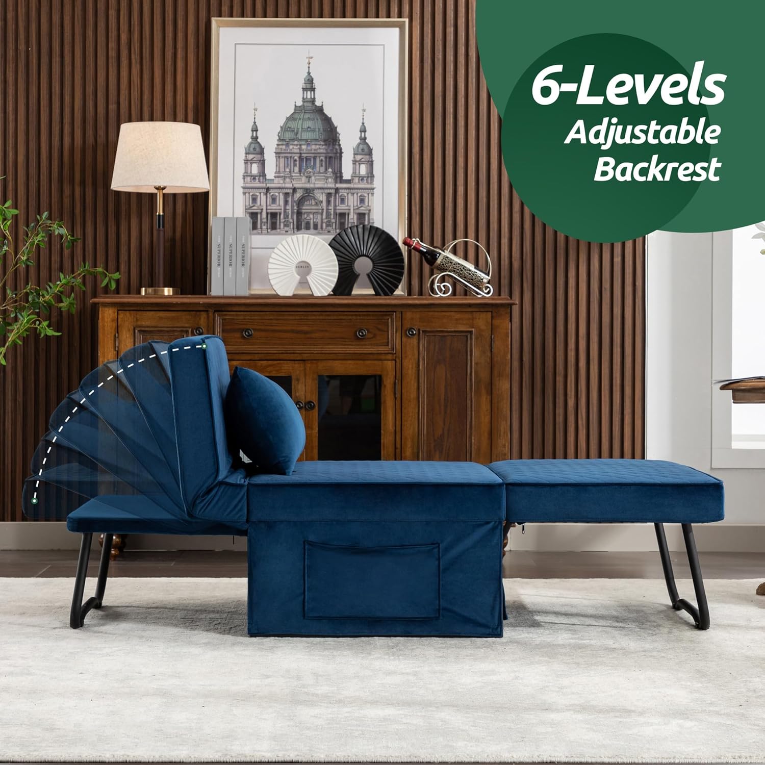 Sofa Bed, 4 in 1 Multi-Function Folding Ottoman Breathable Linen Couch Bed with Adjustable Backrest Modern Convertible Chair for Living Room Apartment Office
