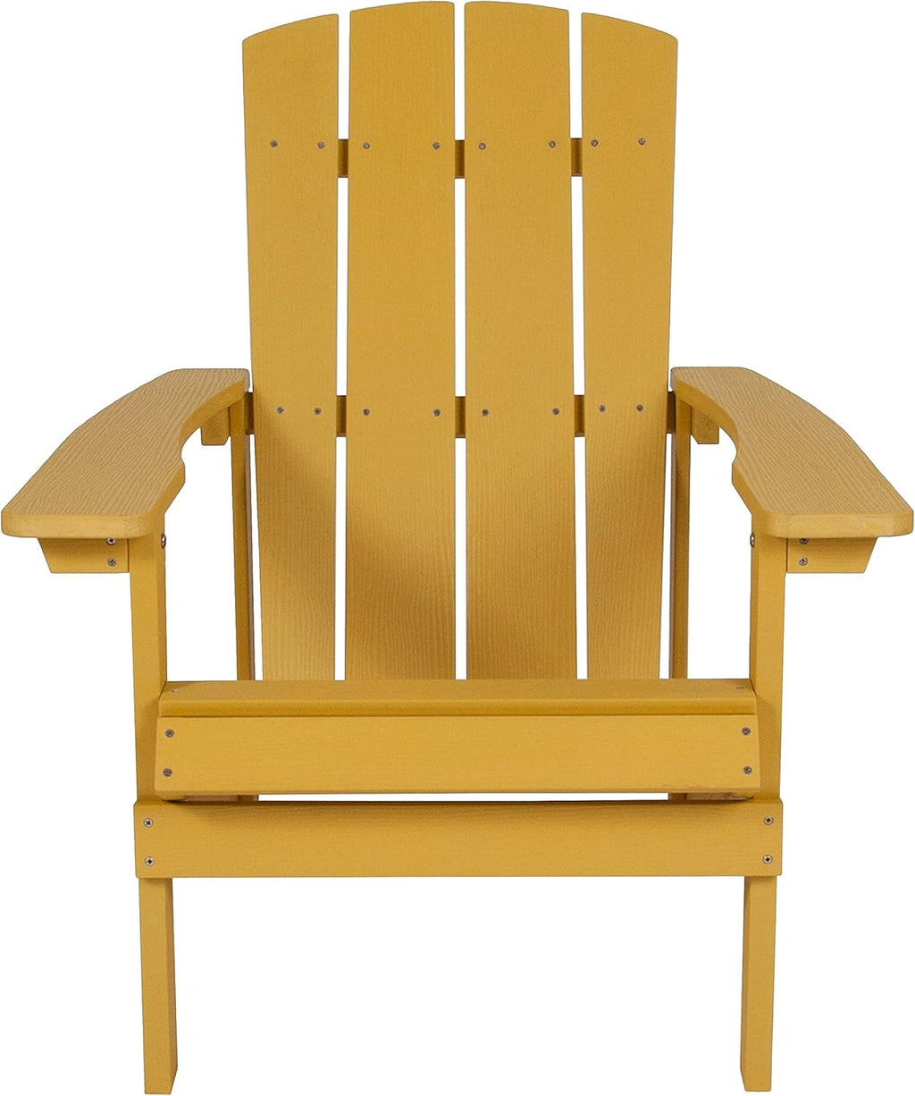 Flash Furniture Charlestown Commercial Grade Indoor/Outdoor Adirondack Chair, Weather Resistant Durable Poly Resin Deck and Patio Seating, Green