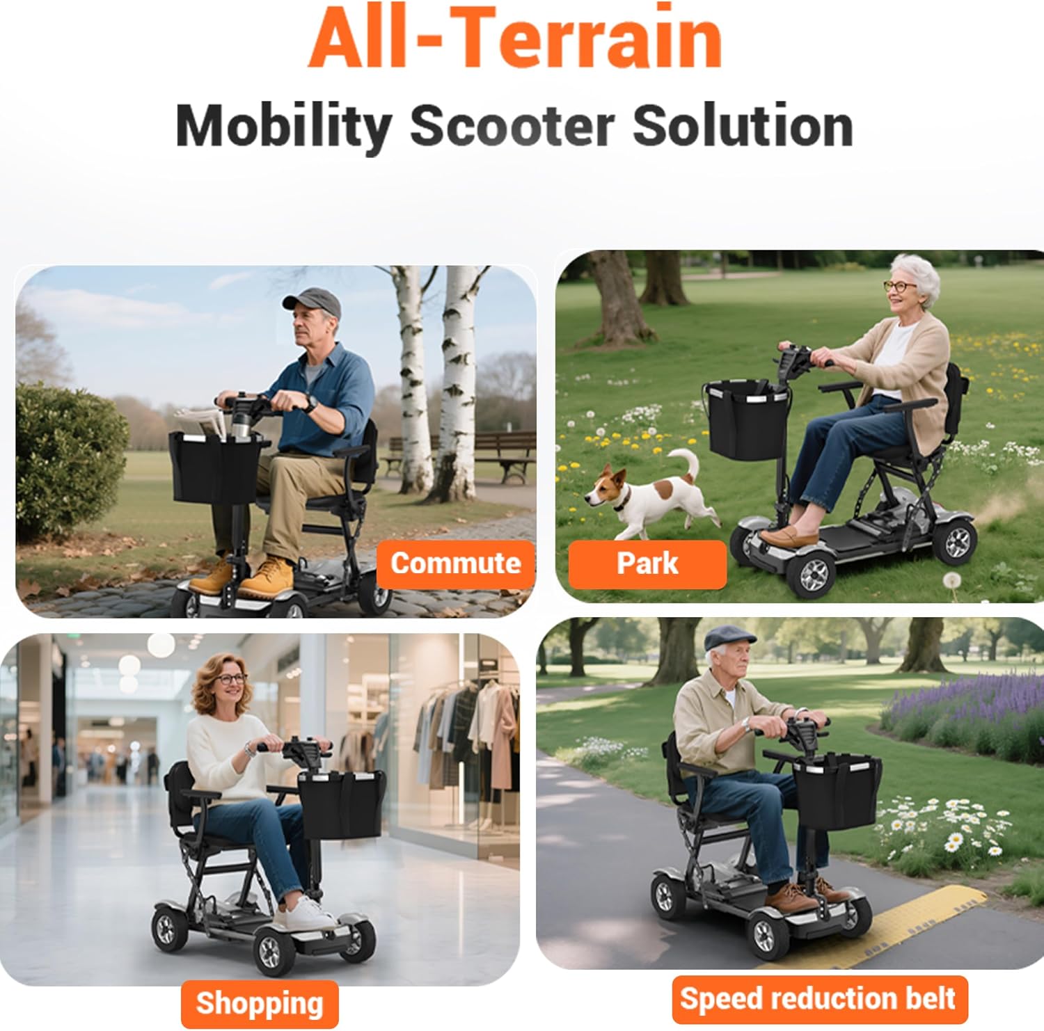 Mobility Scooter for Adults, Foldable 4 Wheel Motorized Mobility Scooter w/Dustproof Cover, 350LBS Capacity & Removable Lithium Battery, Seniors 25Miles Electric Powered Mobility for Outdoor