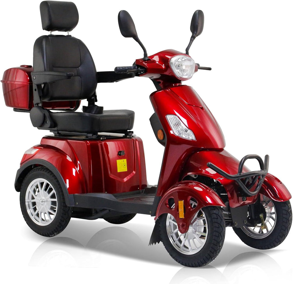 Mobility Scooters for Seniors,Heavy-Duty 4 Wheel Mobility Scooters for Travel,500LBS Capacity 800W All Terrain Handicap Scooters for Adults (Red-XL)