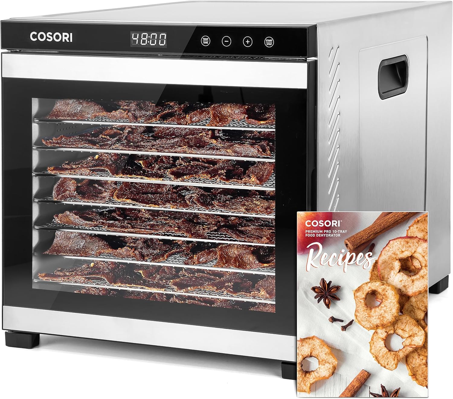 COSORI Food Dehydrator for Jerky, 176°F Temperature Control, 5 Stainless Steel Trays Dryer Machine, 4 Presets, 48H Timer, for Dog Treats, Meat, Fruit, Veggies, Snacks, Recipe Book Included