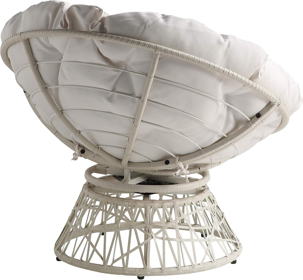 OSP Home Furnishings Wicker Papasan Chair with 360-Degree Swivel, Brown Frame with Brown Cushion
