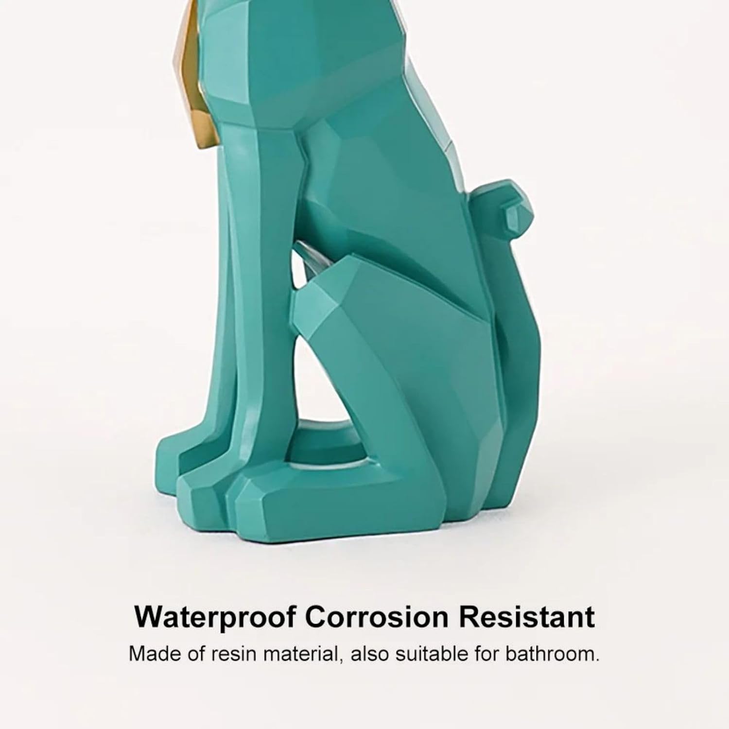 homary Modern Resin Dog Sculpture Geometric Standing Statue Cute End Side Table with Metal Storage Tray Tissue Box (White)