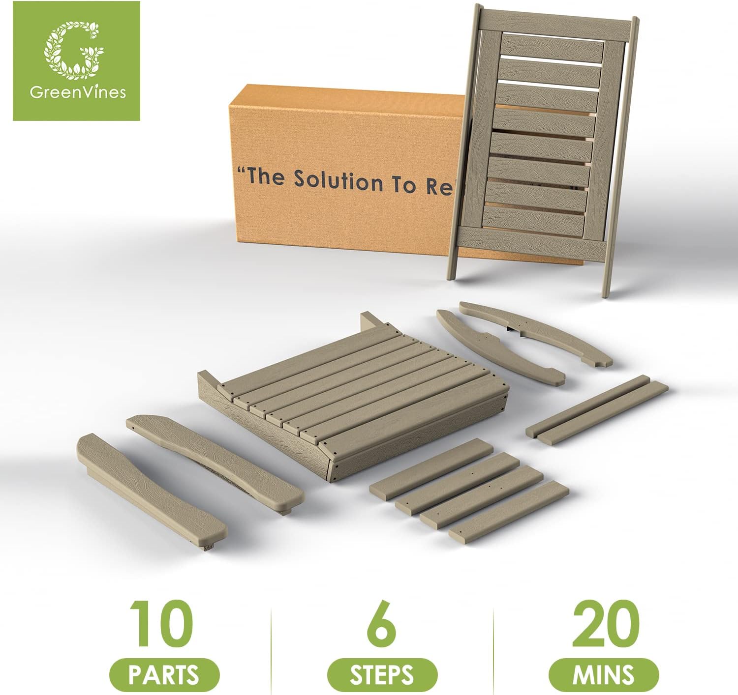 GREENVINES Outdoor Rocking Chairs | Set of 2 | Porch Rocker | HDPE Plastic | Black | Oversized Rockers | High Back | Big & Tall | Ladder Back | for Patio Outside Backyard Balcony Garden