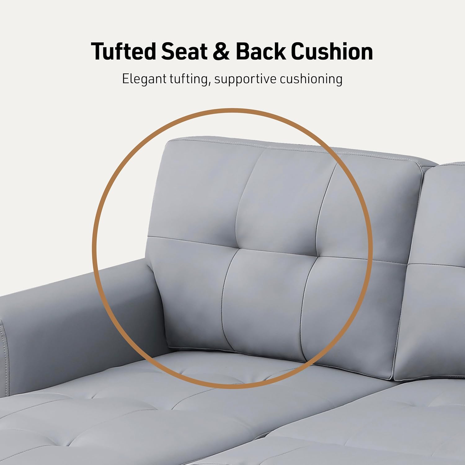 Lilola Home Lucca 84-inch Reversible Sleeper Sectional Sofa with Pull-Out Bed & Storage Chaise, Dark Gray Linen Fabric, Tufted Back, Modern Compact Couch for Living Room, Easy Assembly