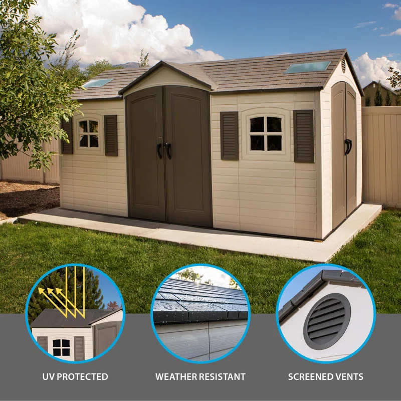 2024 NEW 20 ft. x 8 ft. High-Density Polyethylene (Plastic) Outdoor Storage Shed with Steel-Reinforced Construction