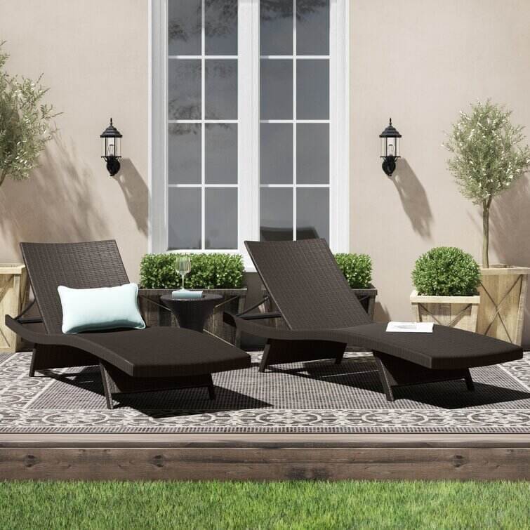 Breton Outdoor Wicker Chaise Lounge (Set of 2)