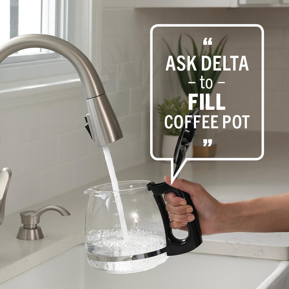Delta Essa Touchless Kitchen Faucet with Touch Technology, Brushed Nickel Kitchen Sink Faucet with Pull Down Sprayer, Single Hole, Arctic Stainless 9113TL-AR-DST