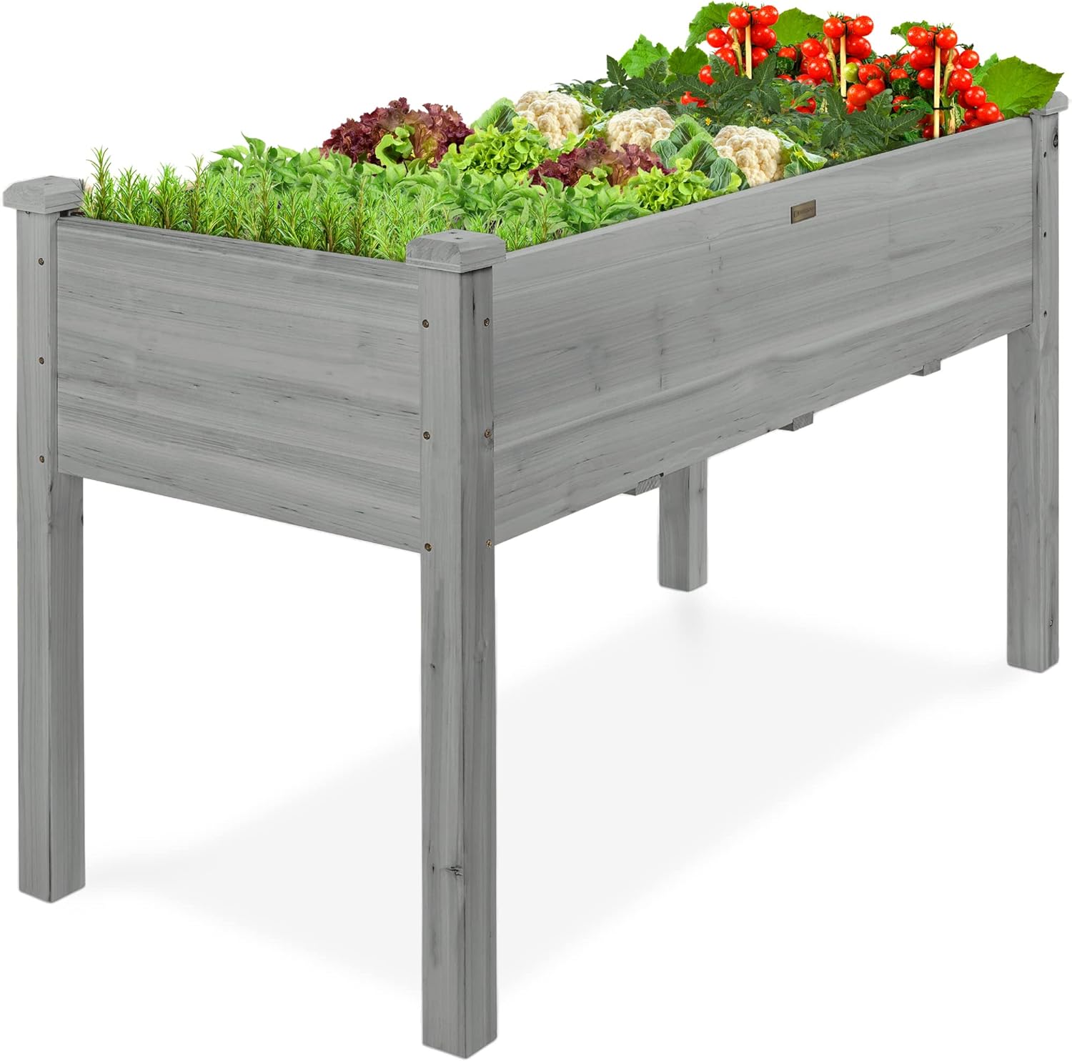 Best Choice Products 72x23x30in Raised Garden Bed, Elevated Wood Planter Box Stand for Backyard, Patio, Balcony w/Divider Panel, 6 Legs, 300lb Capacity - Natural