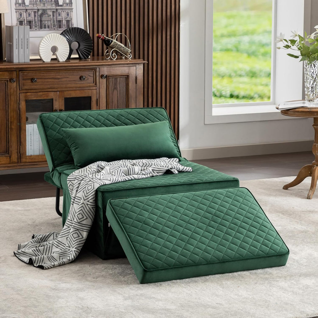 Sofa Bed, 4 in 1 Multi-Function Folding Ottoman Breathable Linen Couch Bed with Adjustable Backrest Modern Convertible Chair for Living Room Apartment Office