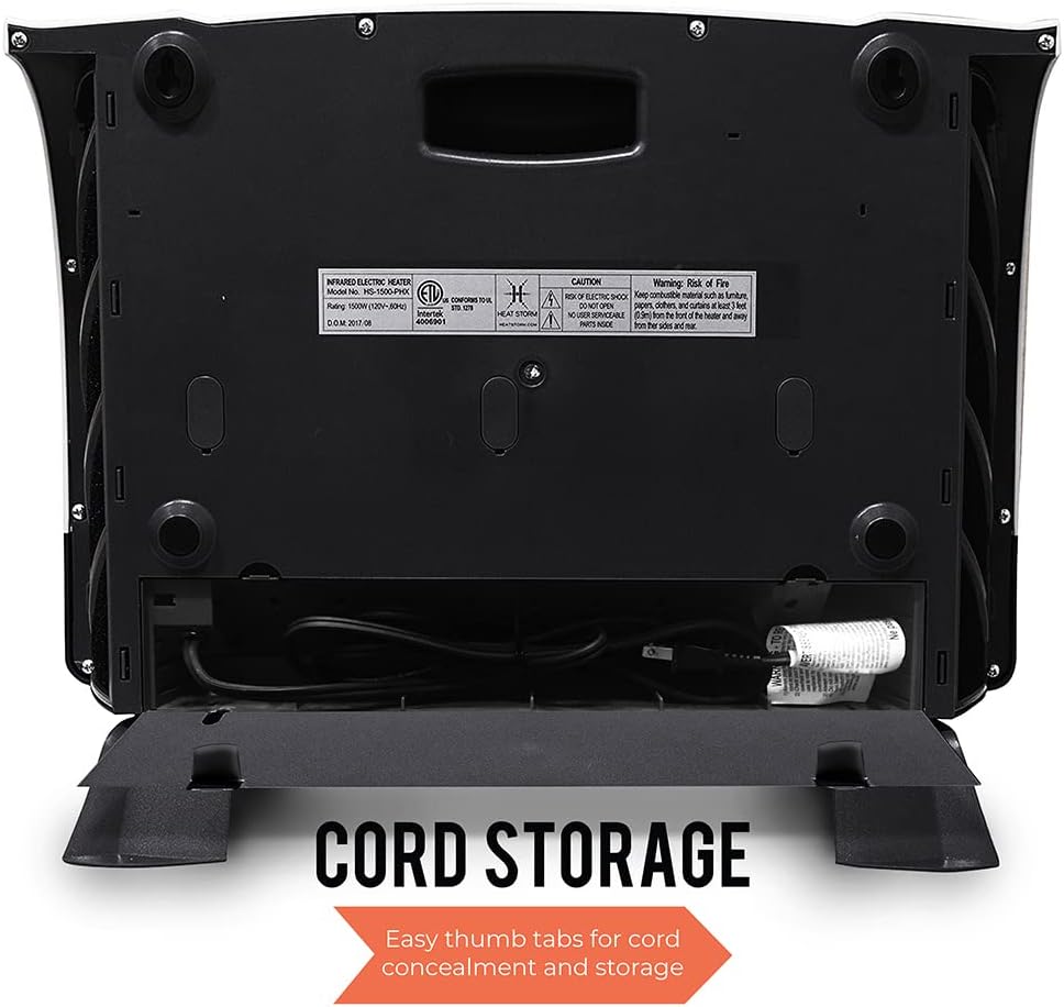 Heat Storm Phoenix HS-1500-PHX, Infrared Space Heater with Attachable Feet, Remote Control, Energy Efficient-750-1500 Watts, Gray Floor or Wall