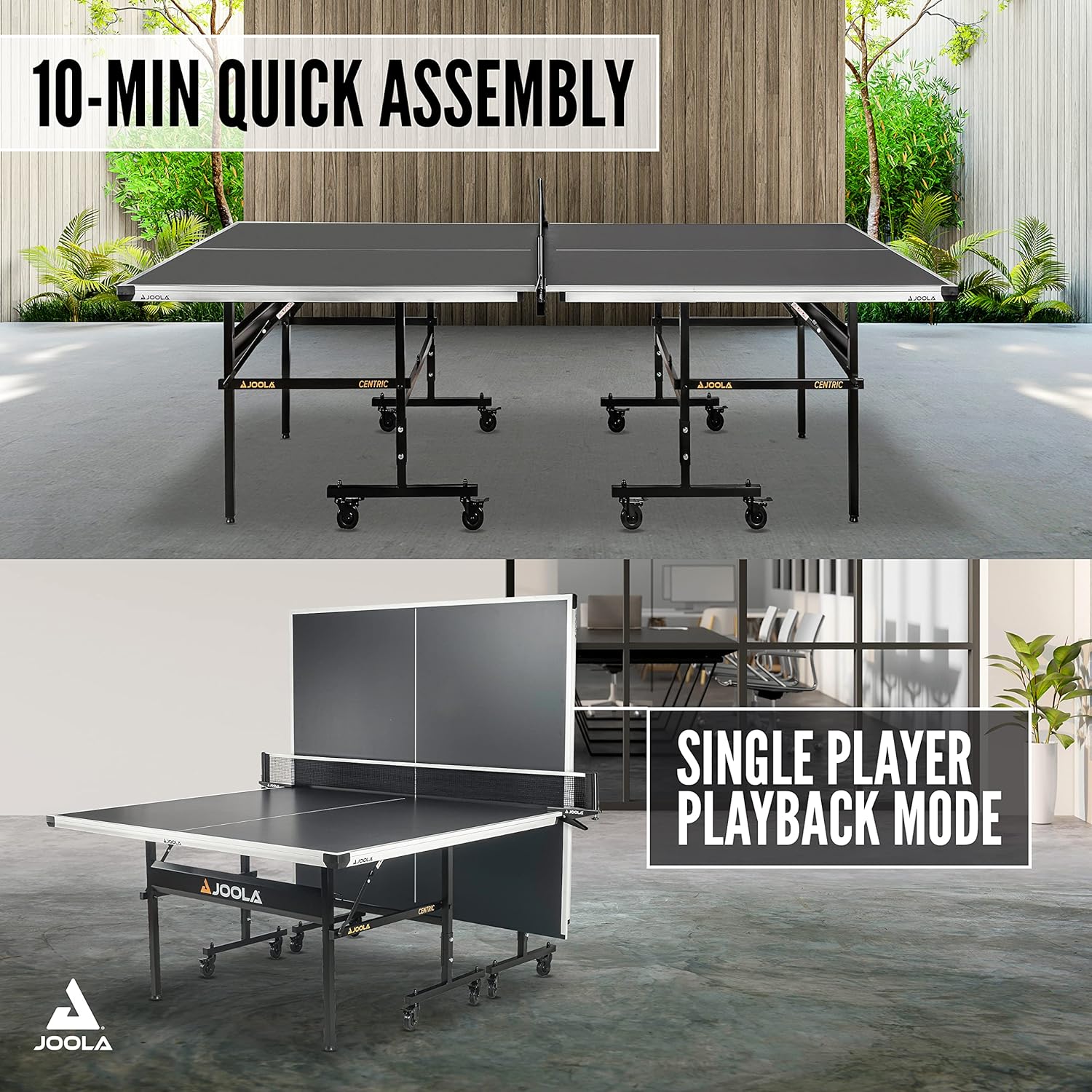 JOOLA Inside - Professional MDF Indoor Table Tennis Table with Quick Clamp Ping Pong Net and Post Set - 10 Minute Easy Assembly - Ping Pong Table with Single Player Playback Mode