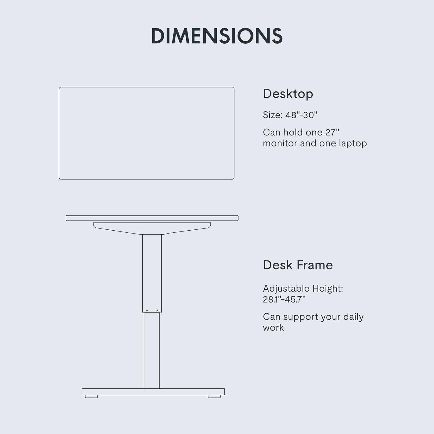 FLEXISPOT EN1 One-Piece Standing Desk 55 x 28 Inch Electric Adjustable Height Desk for Home Office and Computer Workstation (White Frame + 55" Maple Top, 2 Packages)