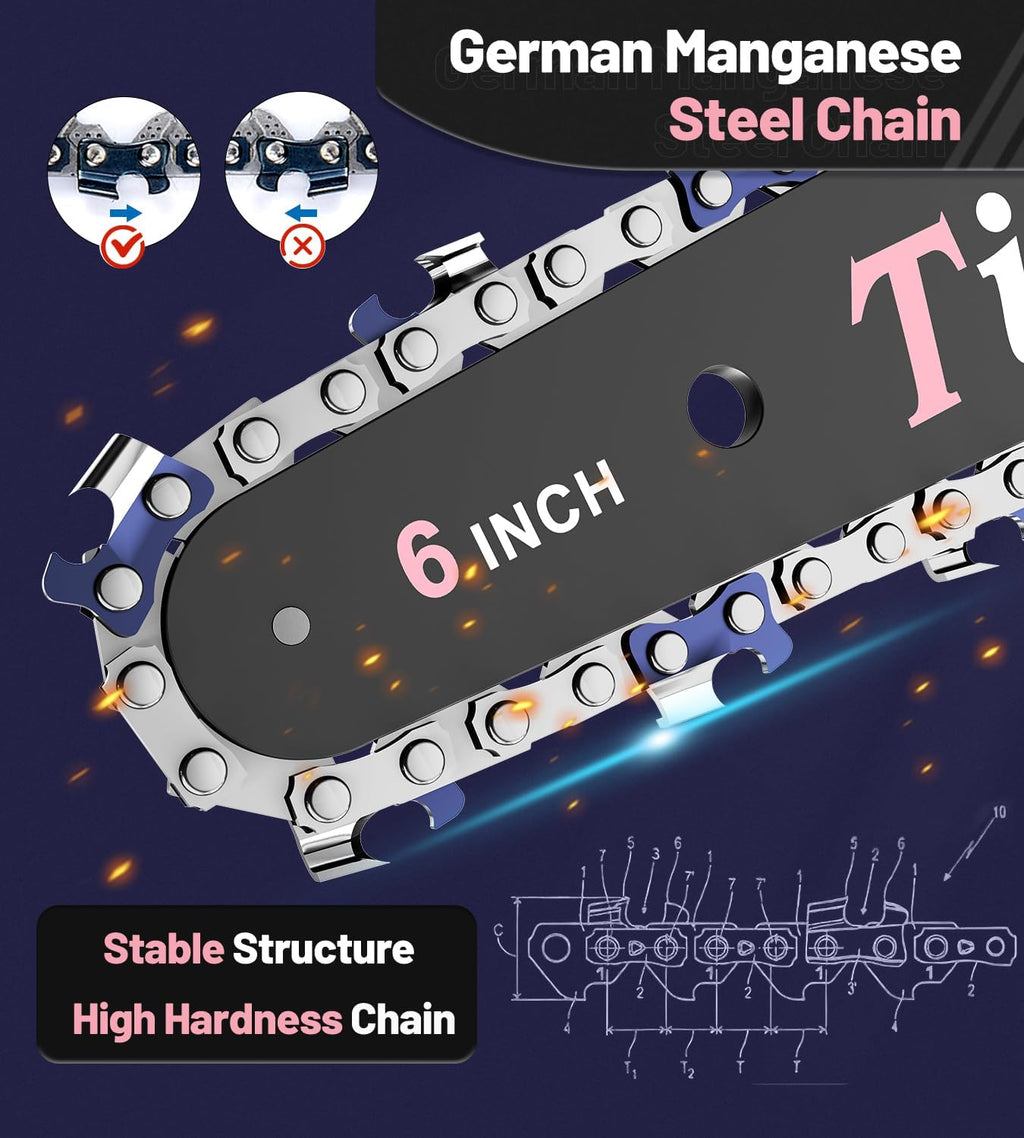 Tietoc Mini Chainsaw 6 Inch Cordless, Portable Electric Chain Saw Small Handheld Battery Powered Super Saws, Stocking Stuffers Christmas Gifts for Men Women, Birthday Mens Gift for Dad Fathers Husband