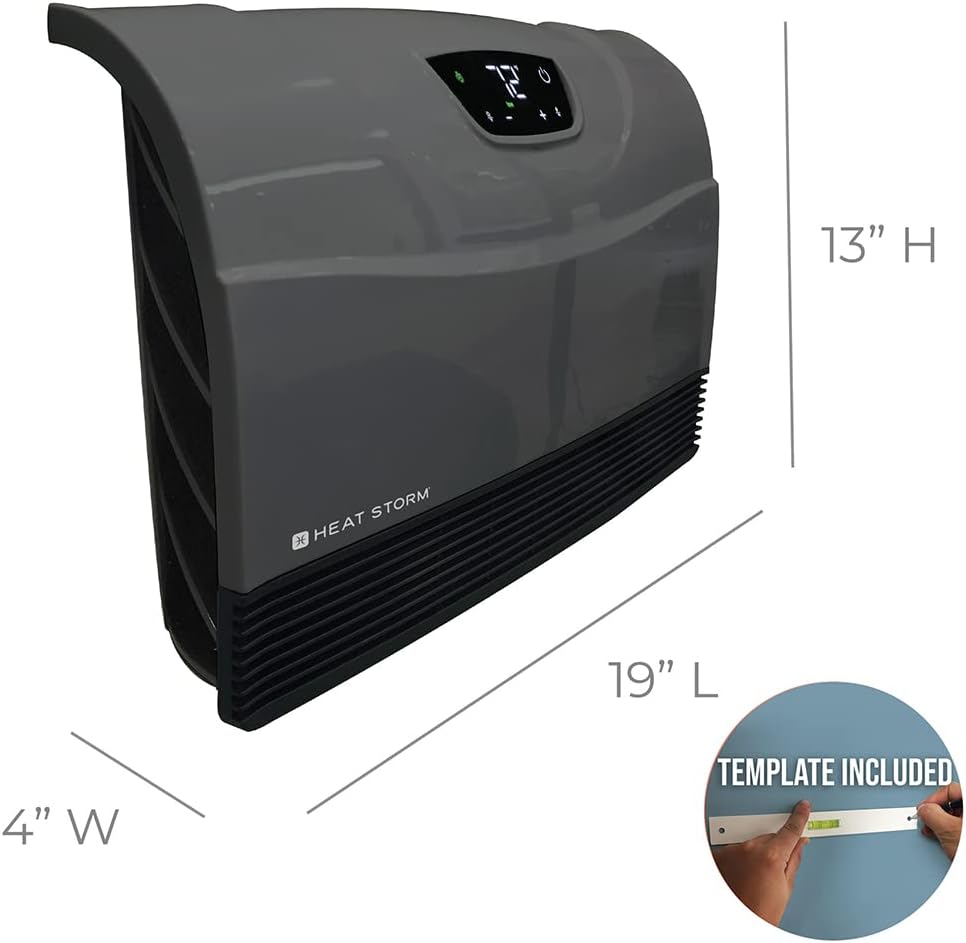 Heat Storm Phoenix HS-1500-PHX, Infrared Space Heater with Attachable Feet, Remote Control, Energy Efficient-750-1500 Watts, Gray Floor or Wall