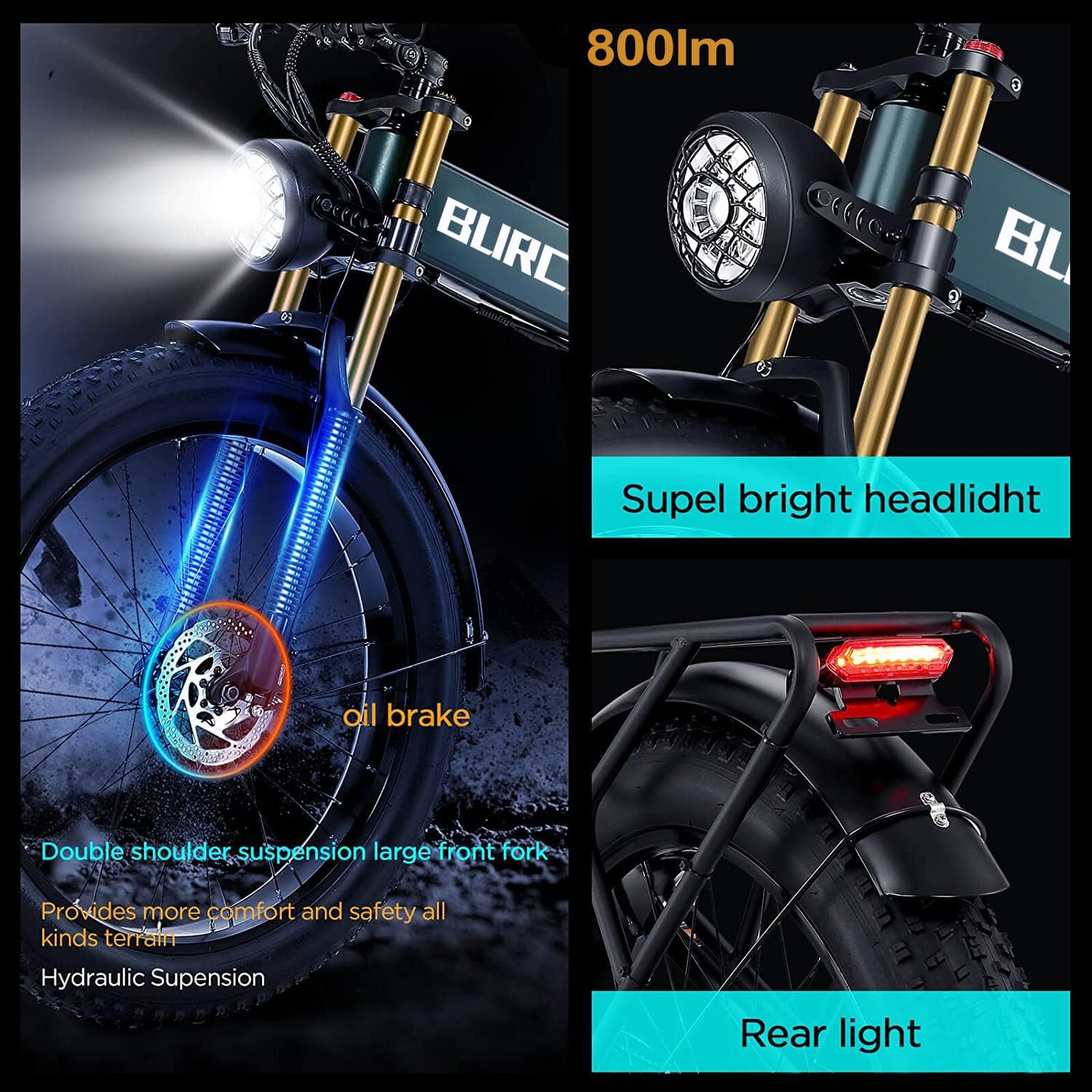 Dual Motor 2000W/1000W Electric Bike for Adult 48V 30AH/20Ah Removable Battery Up to &120 Miles Long Range 26"Fat Tire Off Road Mountain Full Suspension Electric Bicycle,Adjustable Stem,UL Certified