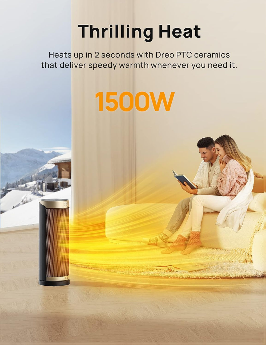Dreo Space Heater for Bathroom and Indoor, 70°Oscillating, 5 Modes, Remote for Home Bedroom, 12H Timer, with ALCI Safety Plug