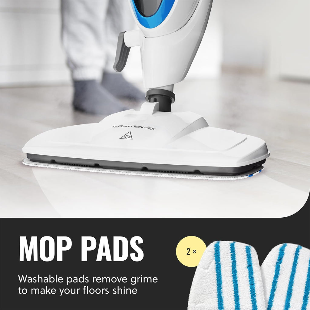 PurSteam ScrubMaster Steam Mop with Dual Scrubbing Head, LED Headlights, Adjustable Steam Control, Anti-Slip Swivel Head, Cable Holder & Upright Lock