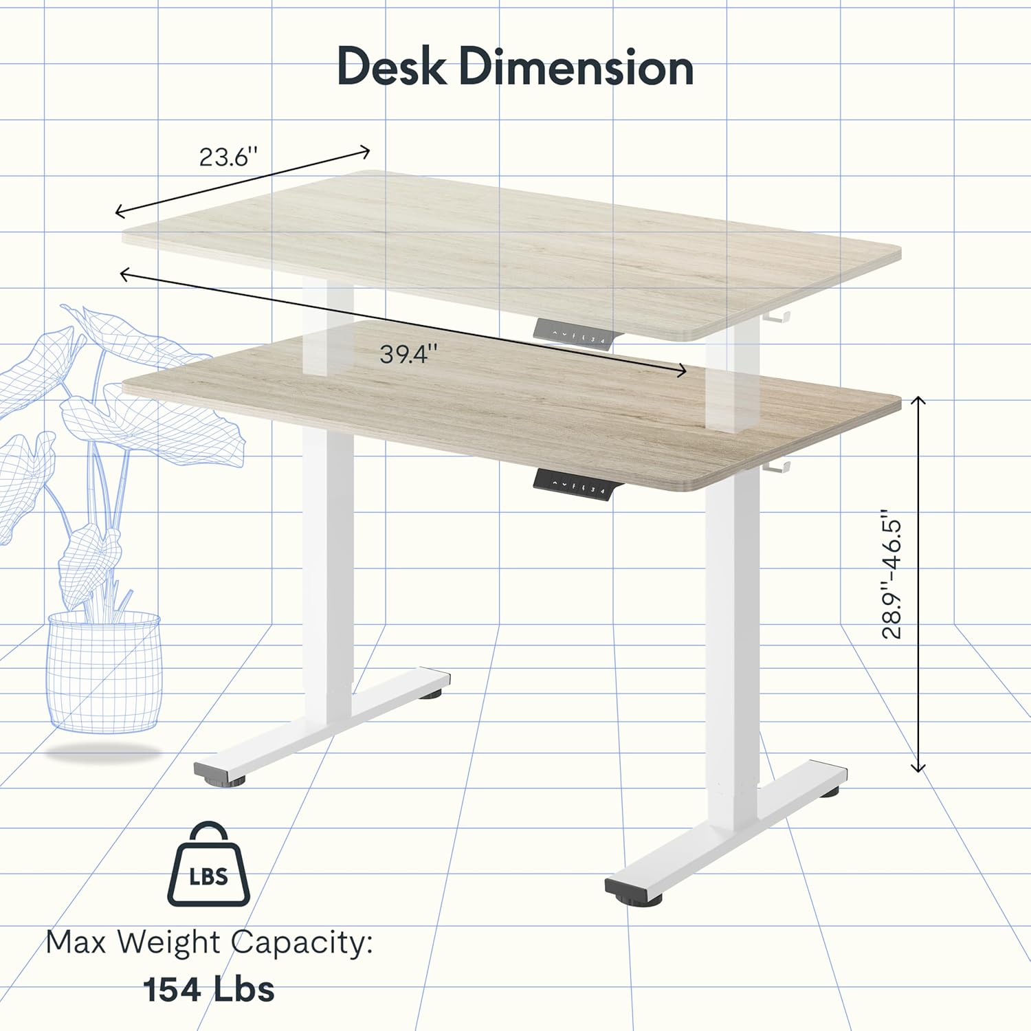 FLEXISPOT EN1 One-Piece Standing Desk 55 x 28 Inch Electric Adjustable Height Desk for Home Office and Computer Workstation (White Frame + 55" Maple Top, 2 Packages)