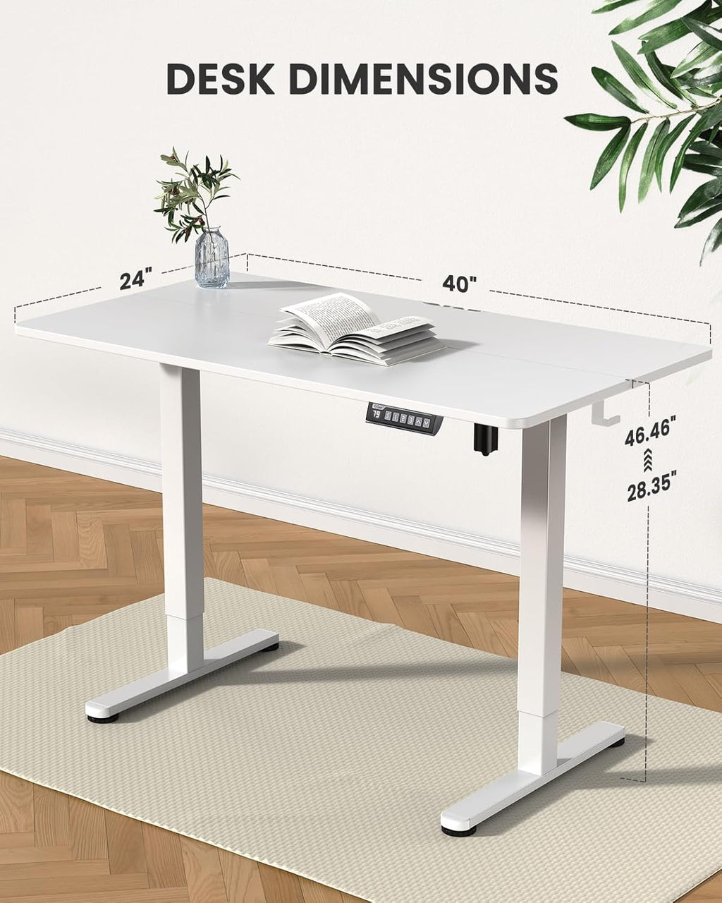 ErGear Height Adjustable Electric Standing Desk, 40 x 24 Inches Sit Stand up Desk, Memory Computer Home Office Desk (Light Vintage Brown)