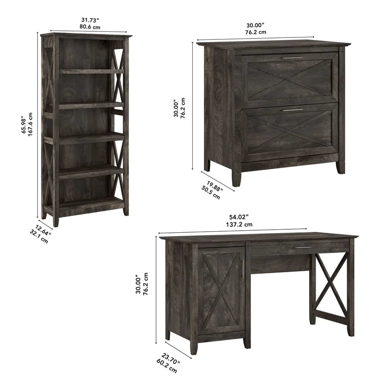 Huckins 3 Piece Rectangular Computer Desk Office Set