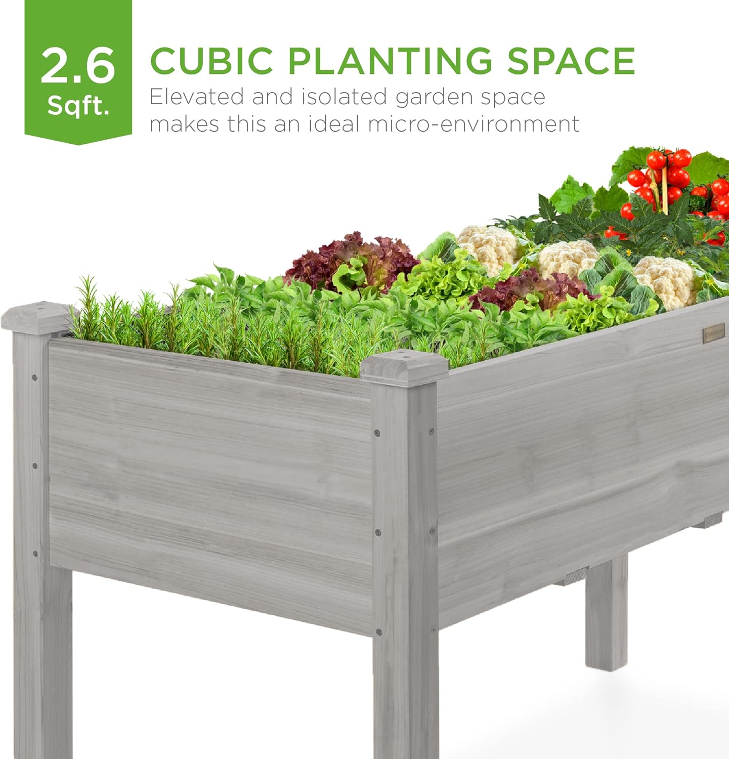 Best Choice Products 72x23x30in Raised Garden Bed, Elevated Wood Planter Box Stand for Backyard, Patio, Balcony w/Divider Panel, 6 Legs, 300lb Capacity - Natural