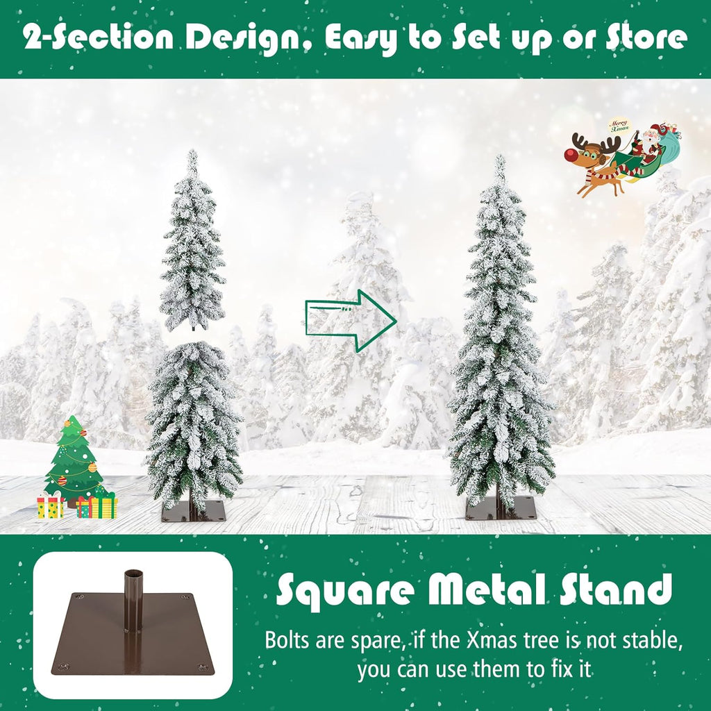 Goplus 7ft Artificial White Christmas Tree Xmas Pine Tree with Solid Metal Legs Perfect for Indoor and Outdoor Holiday Decoration