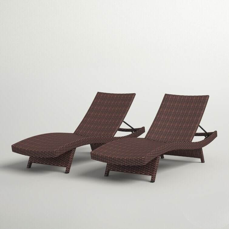 Breton Outdoor Wicker Chaise Lounge (Set of 2)