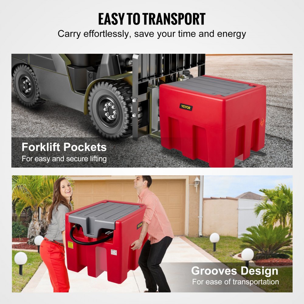 VEVOR Portable Diesel Carry Tank Fuel Caddy 58 Gallon + 12V Transfer Pump