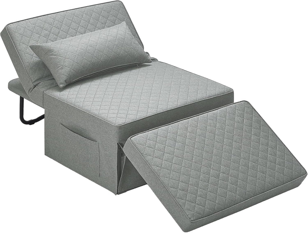 Sofa Bed, 4 in 1 Multi-Function Folding Ottoman Breathable Linen Couch Bed with Adjustable Backrest Modern Convertible Chair for Living Room Apartment Office