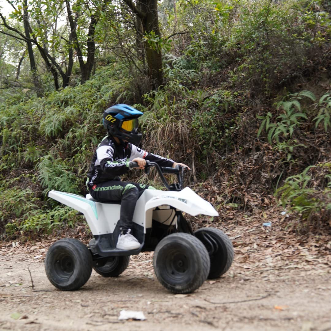 Hyper Quad Electric ATV Dirt Bike for Ages 12+ | Top Speed 16 Km/h or 10 Miles/h | 36V 350W Motor Electric 4-Wheeler | Speaker, LED Lights, App | 3-Speed Modes + Reverse Mode | Ride on ATV (White)