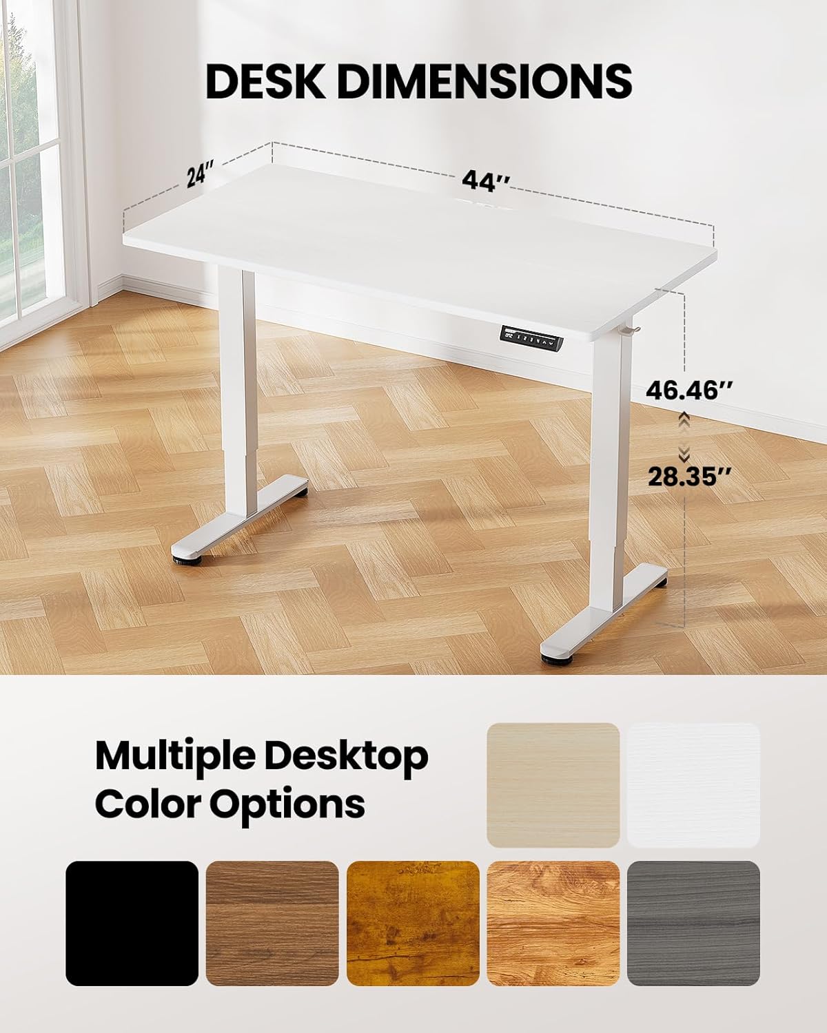 ErGear Height Adjustable Electric Standing Desk, 40 x 24 Inches Sit Stand up Desk, Memory Computer Home Office Desk (Light Vintage Brown)