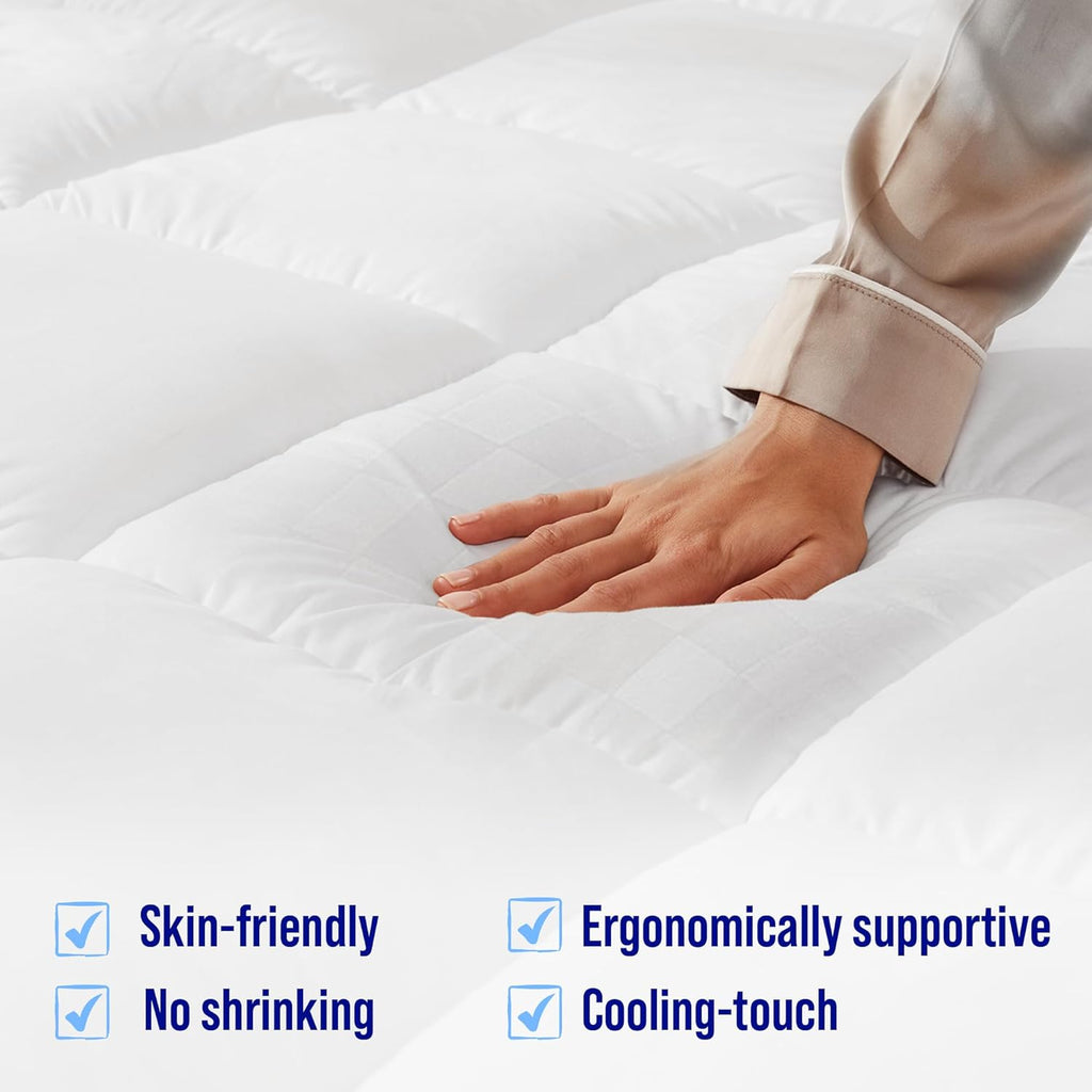 Extra Thick Mattress Topper, Down Alternative Overfill Plush Mattress Pad Cover Topper, Cooling Pillow Top with 8-21Inch Deep Pocket
