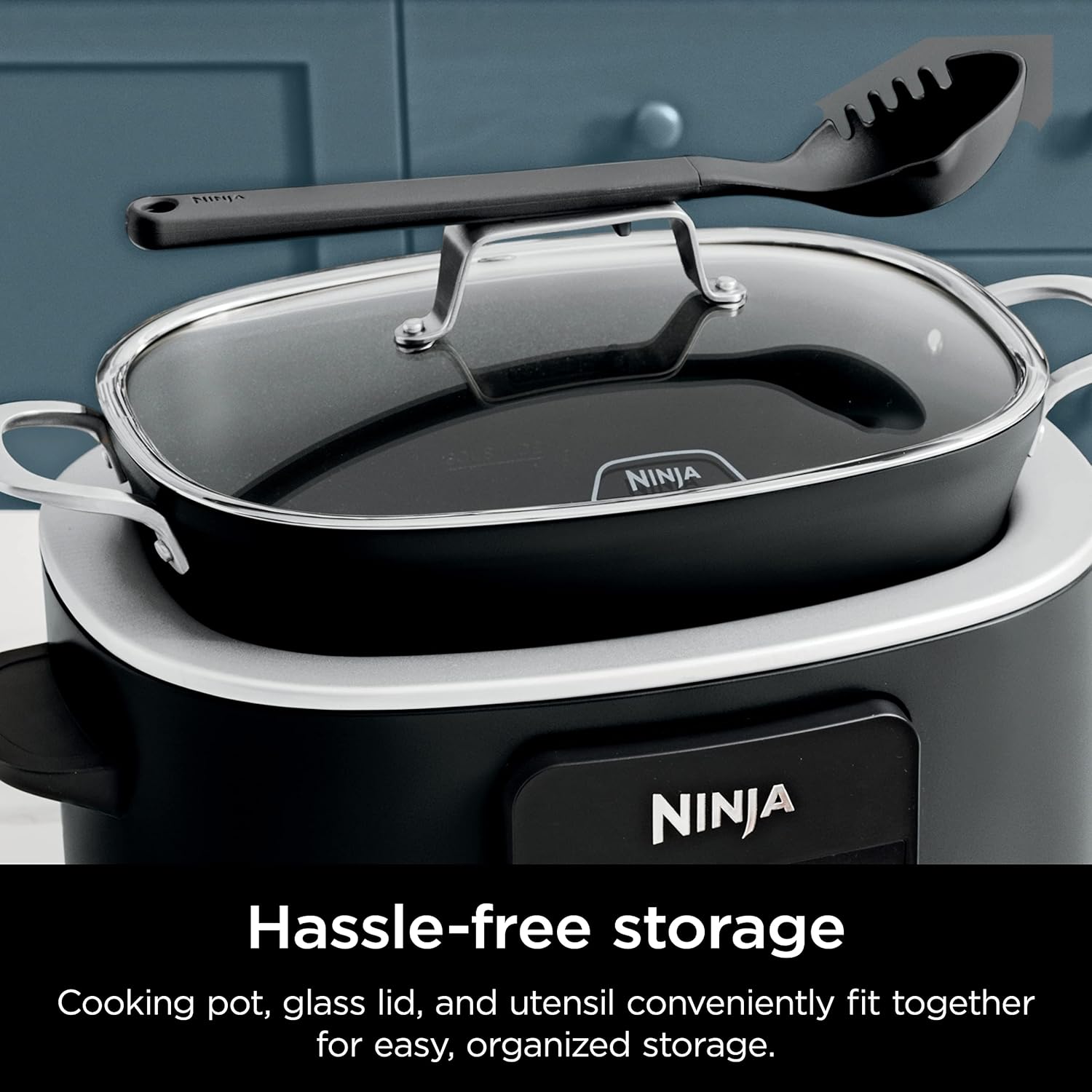 Ninja MC1101 Foodi Everyday Possible Cooker Pro, 8-in-1 Versatility, 6.5 QT, One-Pot Cooking, Replaces 10 Cooking Tools, Faster Cooking, Family-Sized Capacity, Adjustable Temp Control, Midnight Blue