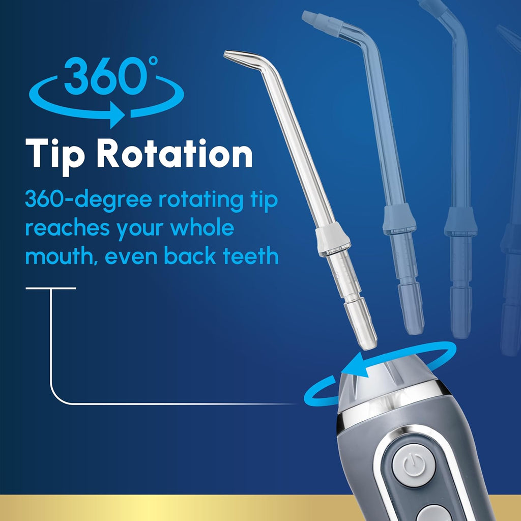 Waterpik Cordless Advanced 2.0 Water Flosser For Teeth, Gums, Braces, Dental Care With Travel Bag and 4 Tips, ADA Accepted, Rechargeable, Portable, and Waterproof, Black WP-582, Packaging May Vary