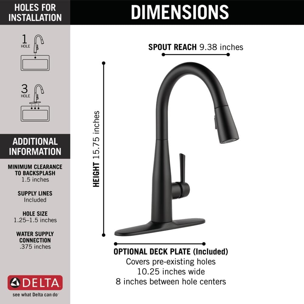 Delta Essa Touchless Kitchen Faucet with Touch Technology, Brushed Nickel Kitchen Sink Faucet with Pull Down Sprayer, Single Hole, Arctic Stainless 9113TL-AR-DST