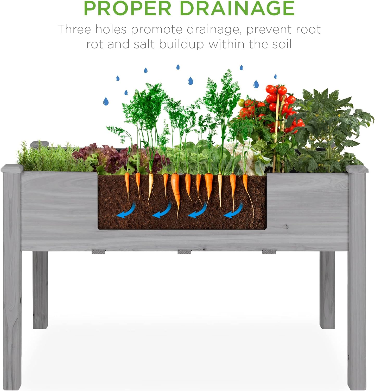 Best Choice Products 72x23x30in Raised Garden Bed, Elevated Wood Planter Box Stand for Backyard, Patio, Balcony w/Divider Panel, 6 Legs, 300lb Capacity - Natural