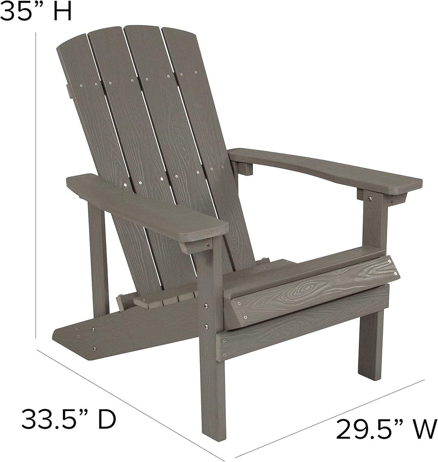 Flash Furniture Charlestown Commercial Grade Indoor/Outdoor Adirondack Chair, Weather Resistant Durable Poly Resin Deck and Patio Seating, Green