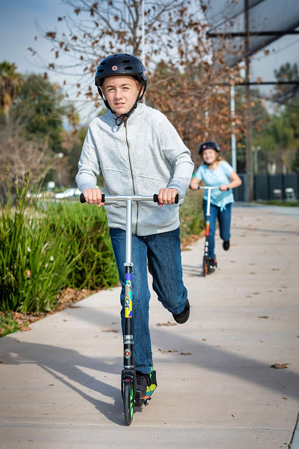 Razor A5 Lux Kick Scooter for Kids Ages 8+ - 8" Urethane Wheels, Anodized Finish Featuring Bold Colors and Graphics, for Riders up to 220 lbs