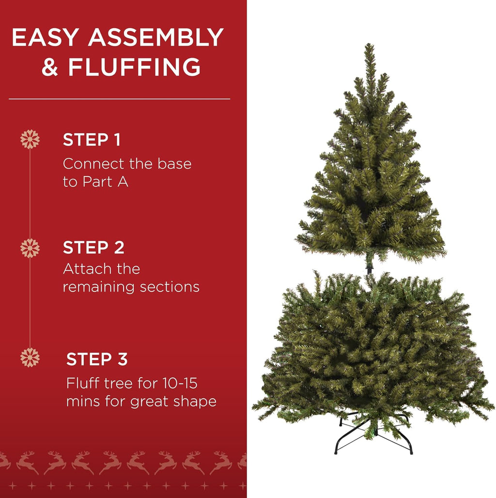 Best Choice Products Artificial Christmas Tree, 6ft Premium Pre-Lit Realistic Spruce Holiday Décor w/Dense Branches, Metal Base - Green Spruce