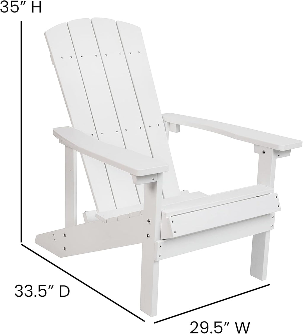 Flash Furniture Charlestown Commercial Grade Indoor/Outdoor Adirondack Chair, Weather Resistant Durable Poly Resin Deck and Patio Seating, Green