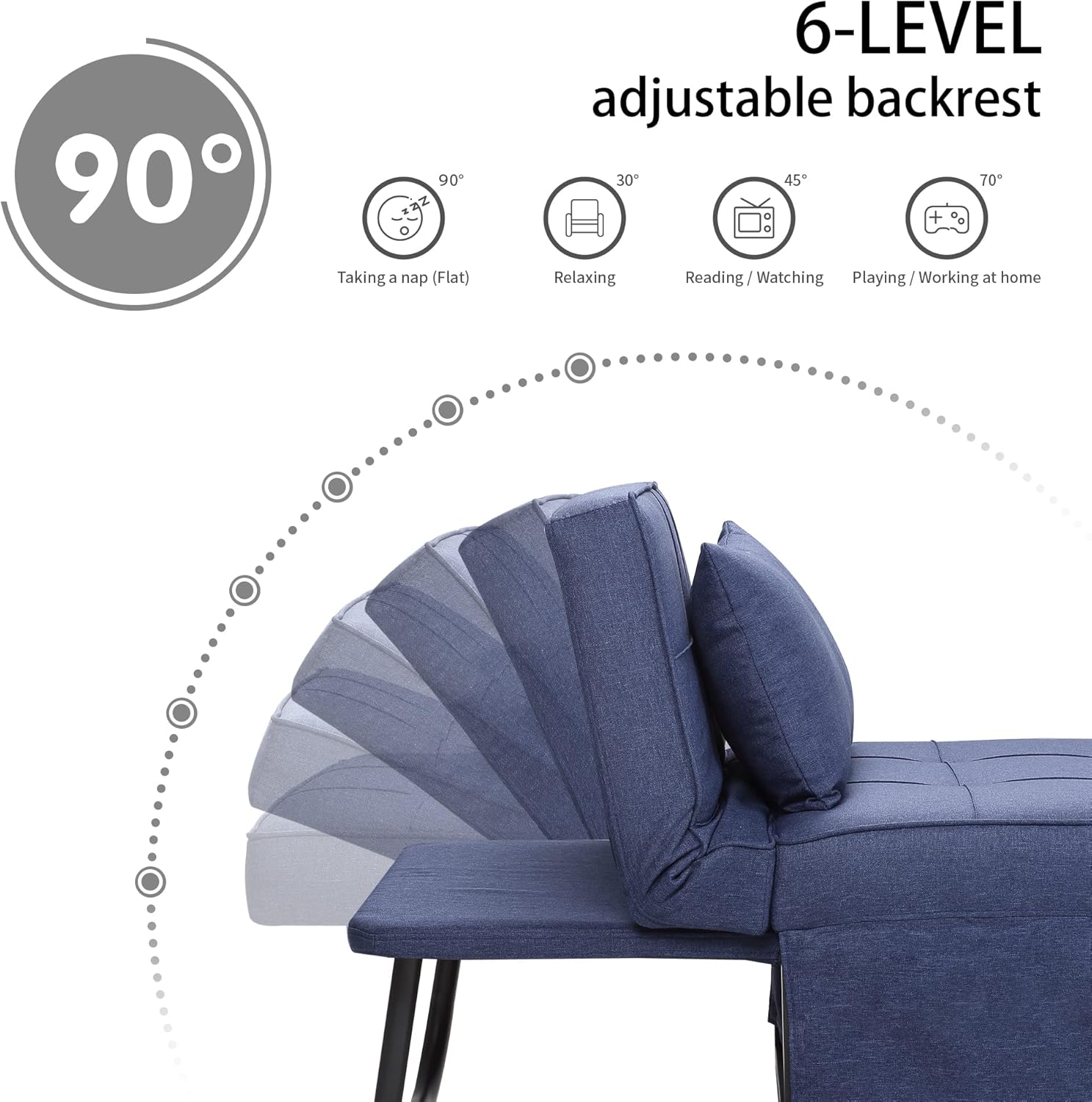 Sofa Bed, 4 in 1 Multi-Function Folding Ottoman Breathable Linen Couch Bed with Adjustable Backrest Modern Convertible Chair for Living Room Apartment Office