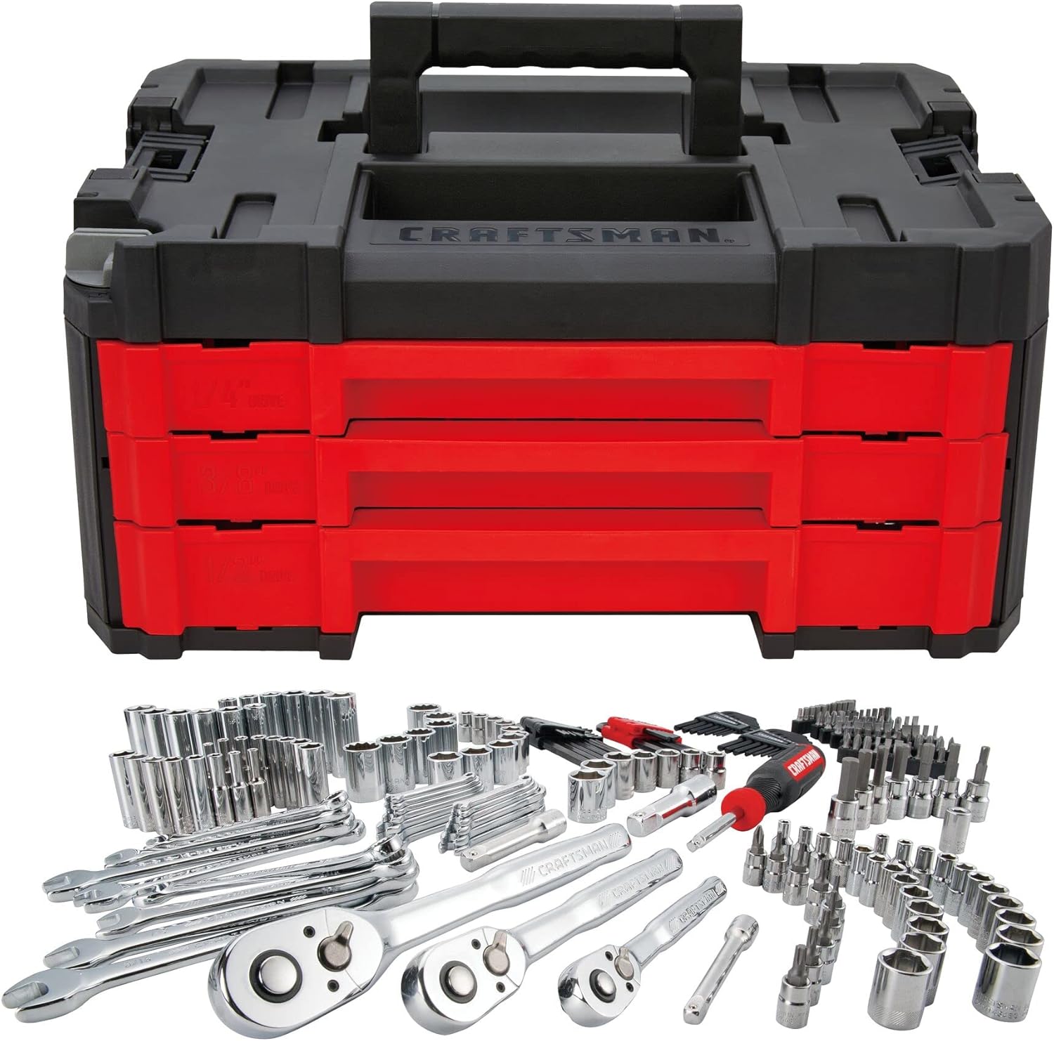 CRAFTSMAN Socket Set, 262-Piece Mechanic Tool Set, 1/4", 3/8", 1/2" Drive, SAE / Metric, (CMMT45307)