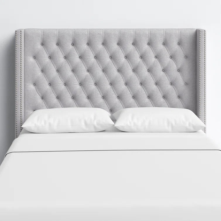 Tickhill Upholstered Wingback Button Tufted Headboard