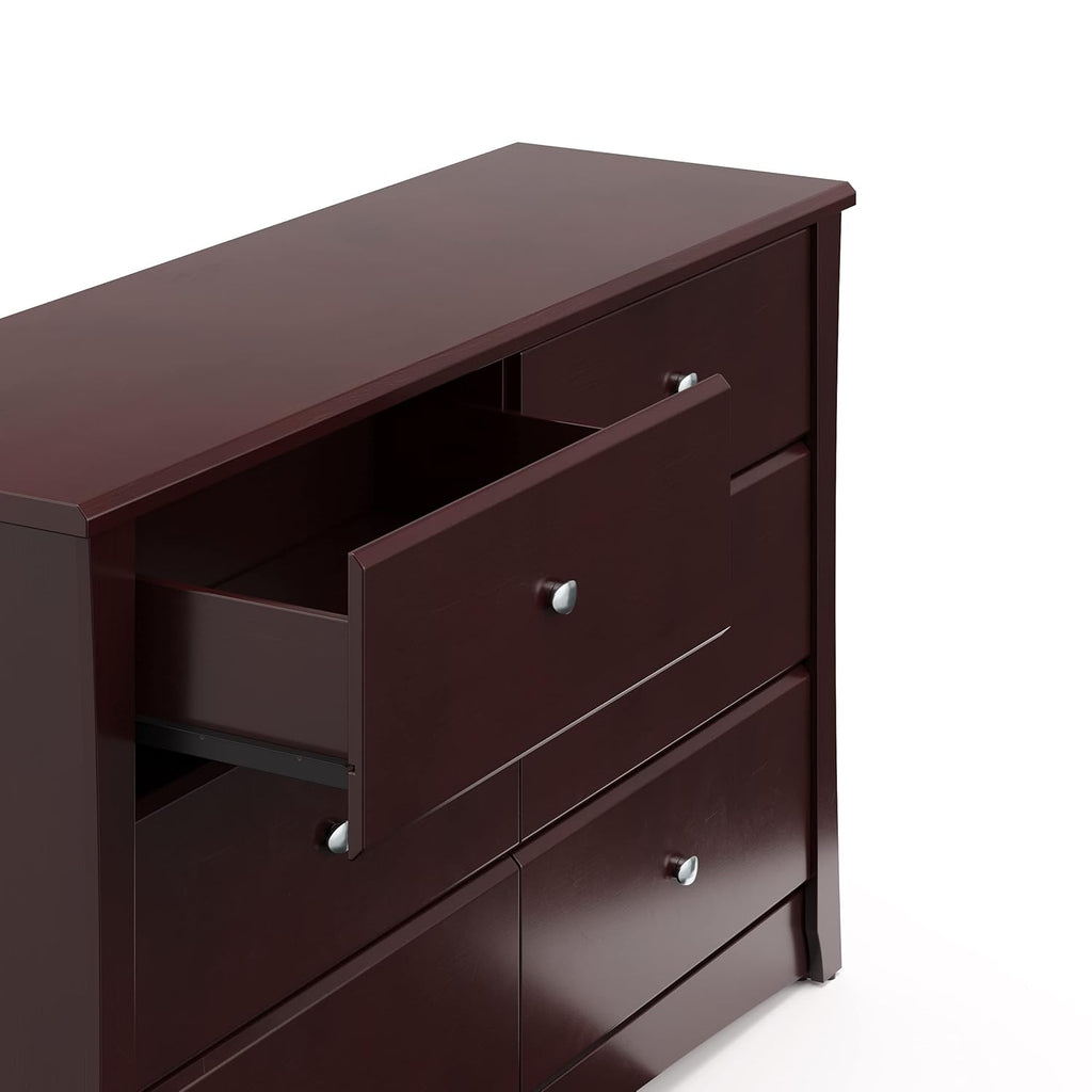 Storkcraft Crescent 6 Drawer Double Dresser (Pebble Gray) – GREENGUARD Gold Certified, For Nursery, Dresser, Kids Nursery Organizer, Chest of Drawers