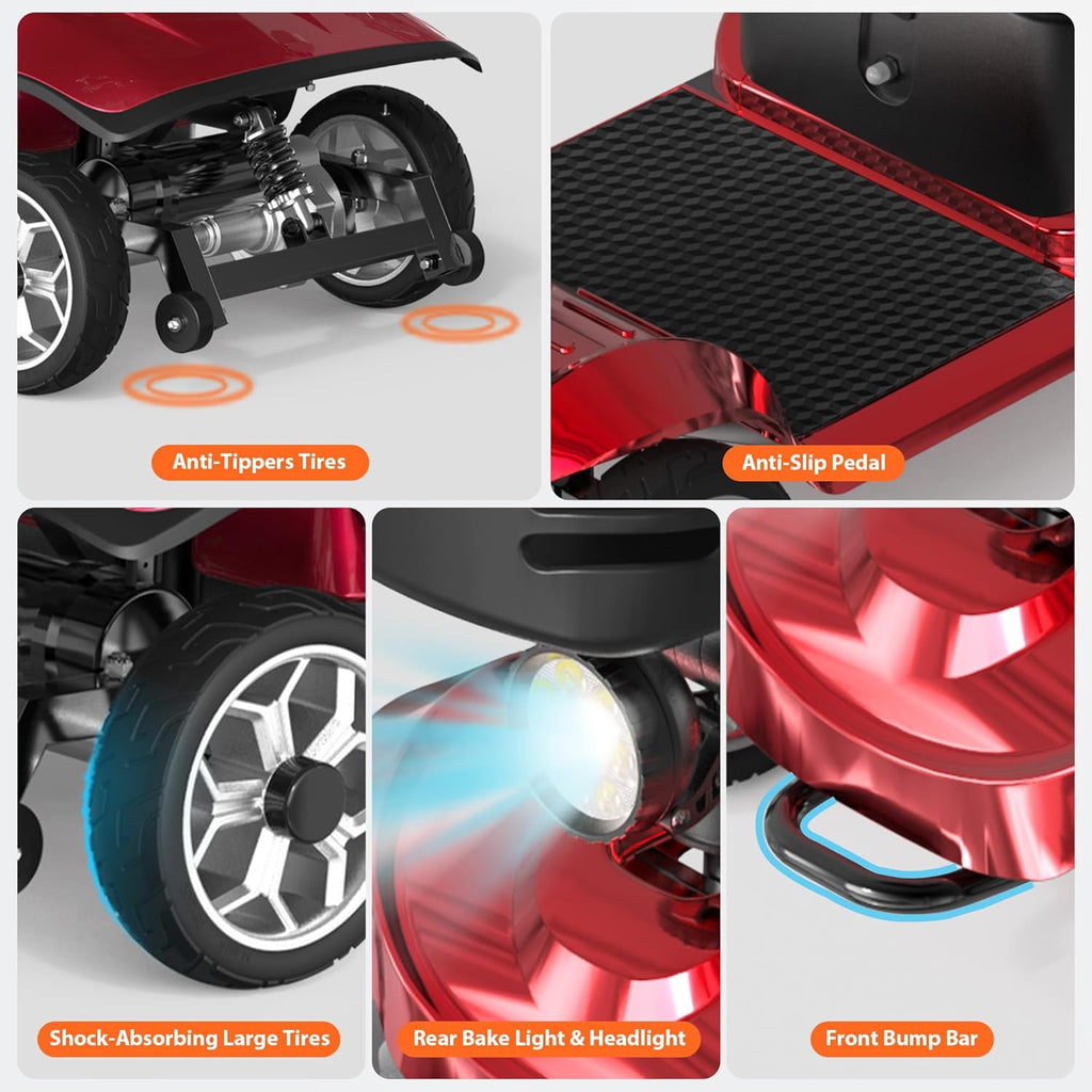 Mobility Scooter for Adults, Foldable 4 Wheel Motorized Mobility Scooter w/Dustproof Cover, 350LBS Capacity & Removable Lithium Battery, Seniors 25Miles Electric Powered Mobility for Outdoor
