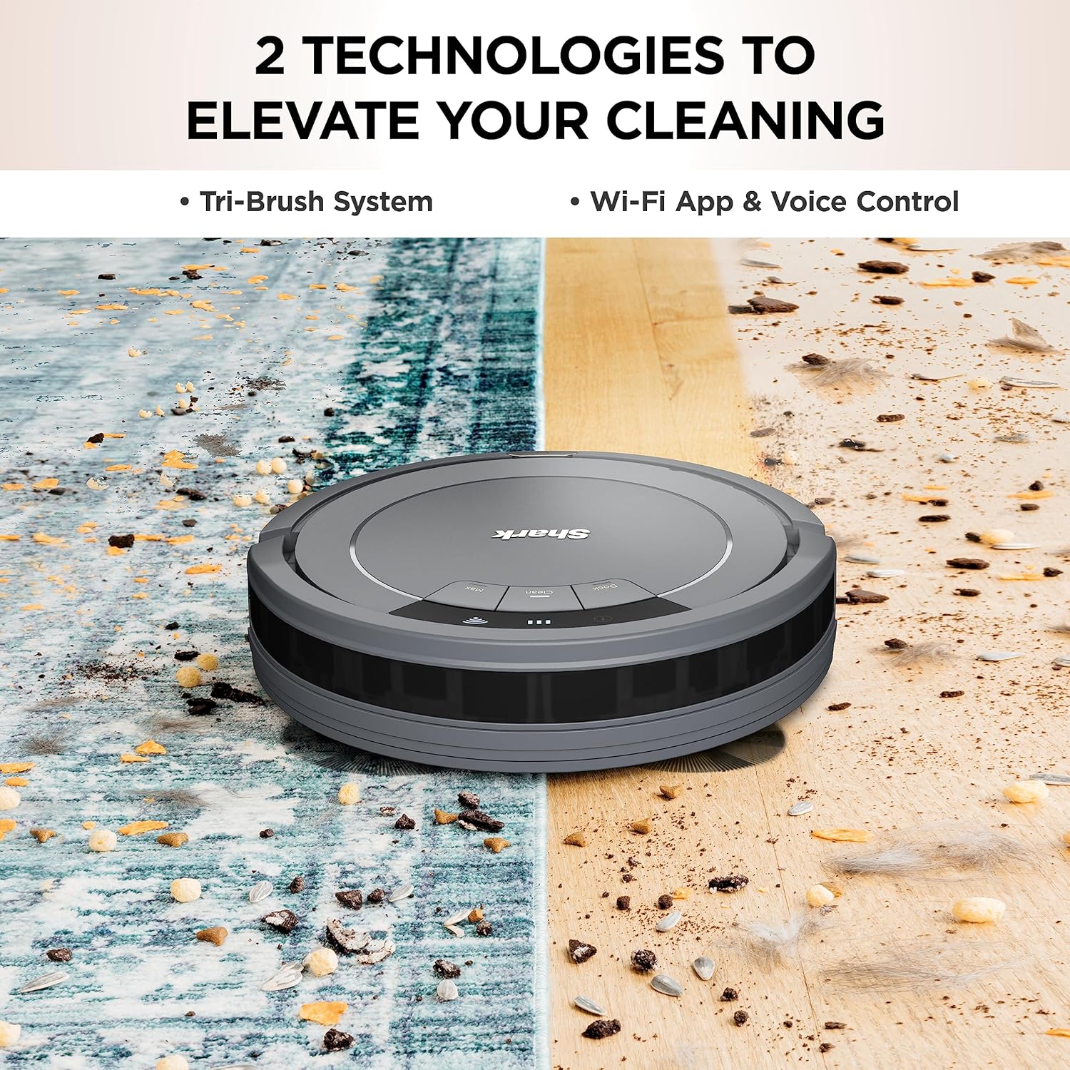 Shark AI Ultra Voice Control Robot Vacuum with Matrix Clean Navigation, Home Mapping, 60-Day Capacity, XL Self-Empty Base for Homes with Pets, Carpet & Hard Floors, Cool Grey