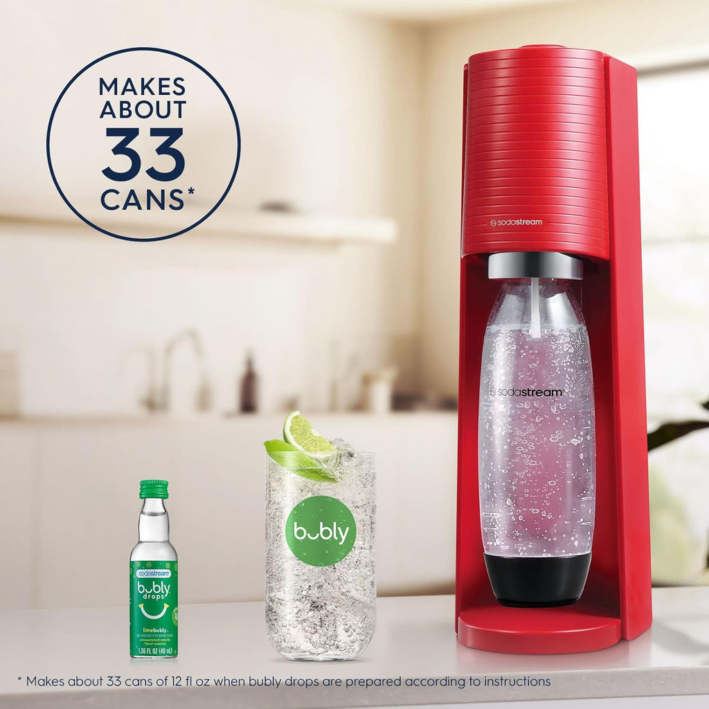 SodaStream Terra Sparkling Water Maker Bundle in Black - includes 3-Pack CO2 and Carbonating Bottle