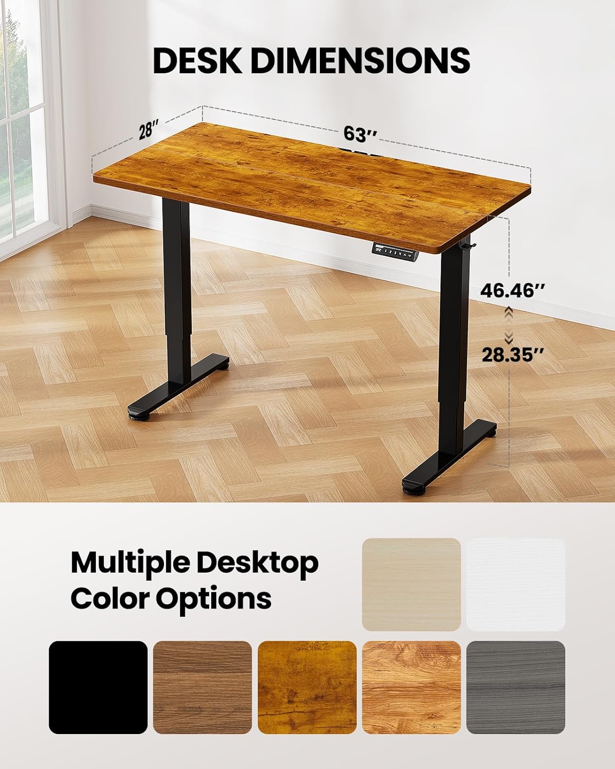 ErGear Height Adjustable Electric Standing Desk, 40 x 24 Inches Sit Stand up Desk, Memory Computer Home Office Desk (Light Vintage Brown)